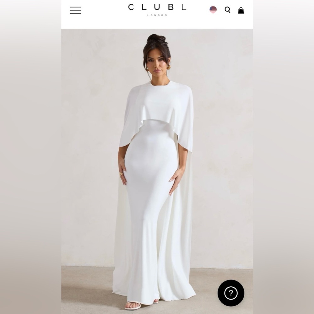 Club L London Padma White Draped Maxi Dress with Cape Sleeves Plus Size